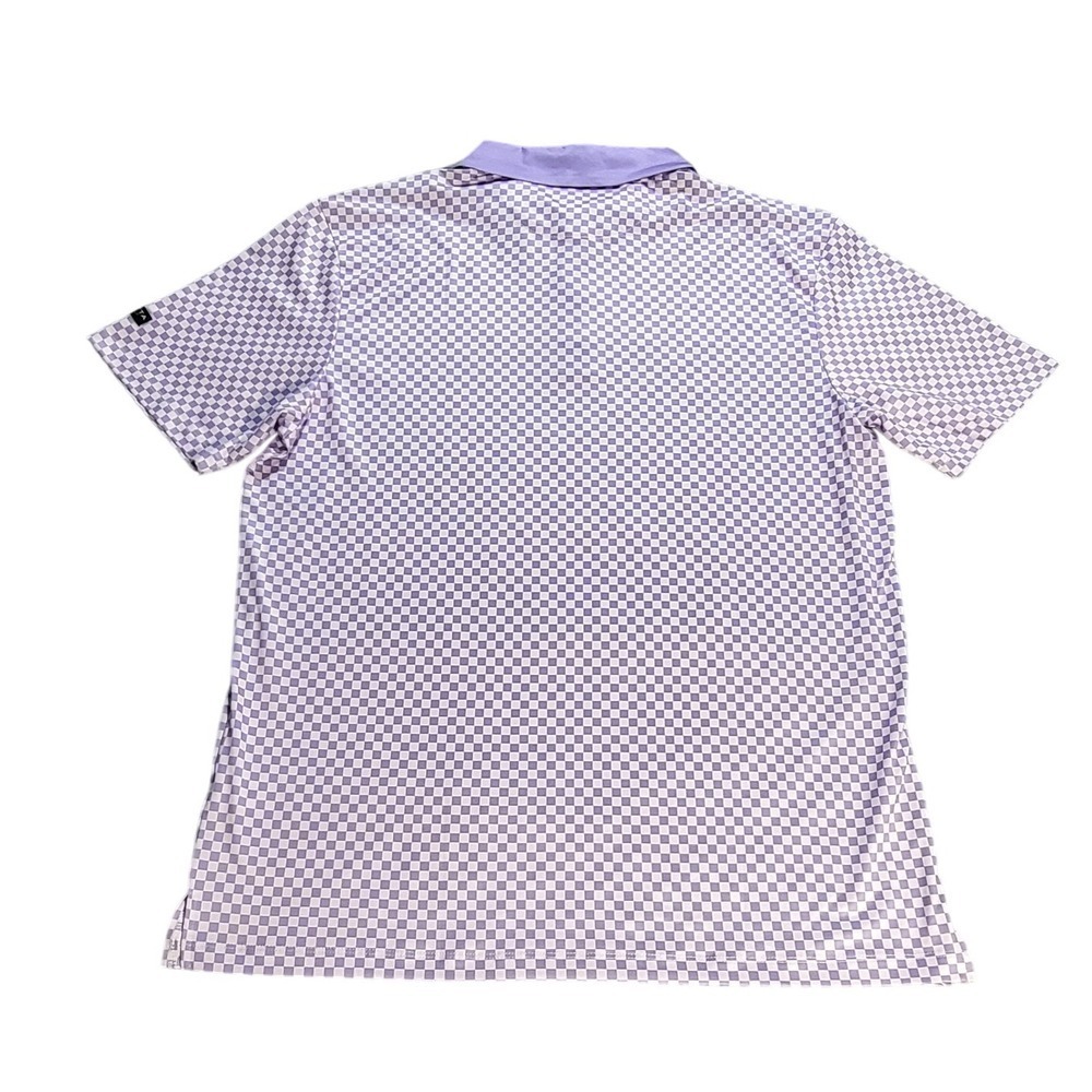YATTA Golf Polo Shirt Mens Large Purple Checkered Short Sleeve Collared - Picture 2 of 6